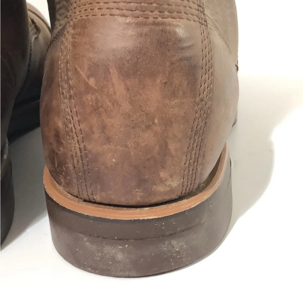 CHIPPEWA X Ll Bean ODRY9 Brown Oil Leather Cap Toe Lace Up Boots